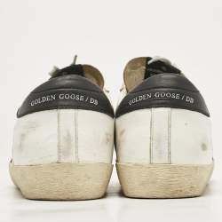 Pre Owned Golden Goose White Mesh and Leather Superstar Lace Up Sneakers Size 40