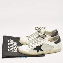 Pre Owned Golden Goose White Mesh and Leather Superstar Lace Up Sneakers Size 40