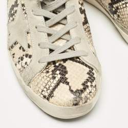 Golden Goose Grey Python Embossed Leather and Suede Super Star Lace Up Sneakers Size 39