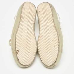 Pre Owned Golden Goose White/Gold Leather Superstar Sneakers Size 37