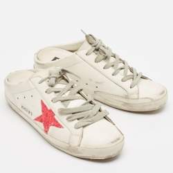 Pre Owned Golden Goose White Leather Superstar Mules Size 38