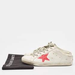 Pre Owned Golden Goose White Leather Superstar Mules Size 38
