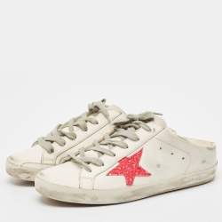 Pre Owned Golden Goose White Leather Superstar Mules Size 38