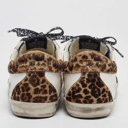 Pre Owned Golden Goose Multicolor Calf Leather and Denim Super Star Lace Up Sneakers Size 39