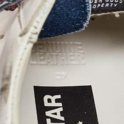 Pre Owned Golden Goose Multicolor Calf Leather and Denim Super Star Lace Up Sneakers Size 39