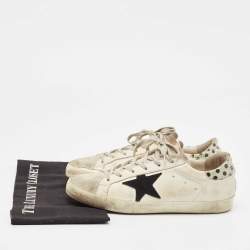 Golden Goose White Leather and Suede Super Star Lace Up Sneakers Size 40