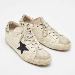 Golden Goose White Leather and Suede Super Star Lace Up Sneakers Size 40