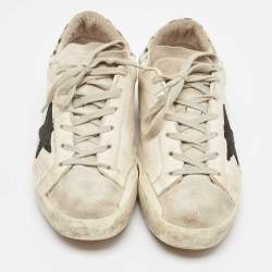 Golden Goose White Leather and Suede Super Star Lace Up Sneakers Size 40