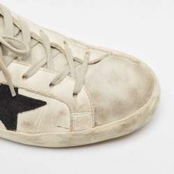 Golden Goose White Leather and Suede Super Star Lace Up Sneakers Size 40