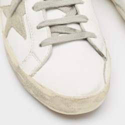 Pre Owned Golden Goose White/Blue Leather Super Star Sneakers Size 39