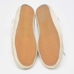 Pre Owned Golden Goose White/Blue Leather Super Star Sneakers Size 39