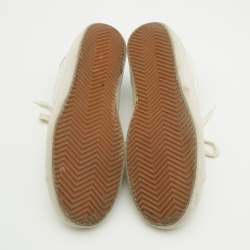 Pre Owned Golden Goose White/Green Leather Super Star Lace Up Sneakers Size 38