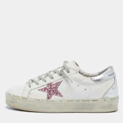 Pre Owned Golden Goose White/Silver Leather Hi Star Sneakers Size 39