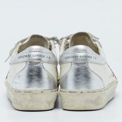 Pre Owned Golden Goose White/Silver Leather Hi Star Sneakers Size 39