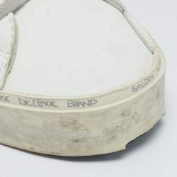 Pre Owned Golden Goose White/Silver Leather Hi Star Sneakers Size 39