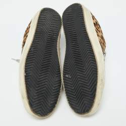 Golden Goose Multicolor Suede and Leopard Print Calf Hair Superstar Sneakers Size 38