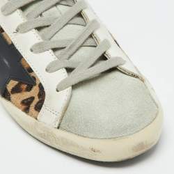 Golden Goose Multicolor Suede and Leopard Print Calf Hair Superstar Sneakers Size 38
