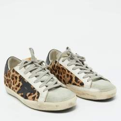 Golden Goose Multicolor Suede and Leopard Print Calf Hair Superstar Sneakers Size 38