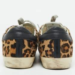 Golden Goose Multicolor Suede and Leopard Print Calf Hair Superstar Sneakers Size 38