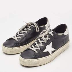 Golden Goose Black Leather Superstar Lace Up Sneakers Size 40