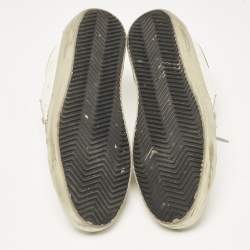 Golden Goose White/Grey Leather and Suede Hi Star Low Top Sneakers Size 39