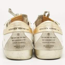Golden Goose White/Grey Leather and Suede Hi Star Low Top Sneakers Size 39