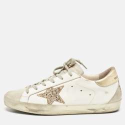 Golden Goose White/Grey Leather and Suede Hi Star Low Top Sneakers Size 39