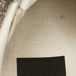 Pre Owned Golden Goose White/Silver Glitter and Leather Stardan  Sneakers Size 39