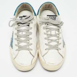 Golden Goose White Crocodile Leather and Leather Superstar Lace Up Sneakers Size 37