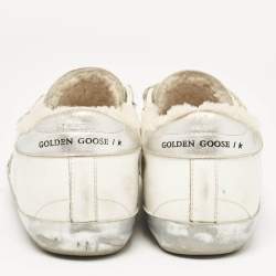 Golden Goose White/Silver Leather and Glitter Old School Sneakers Size 39