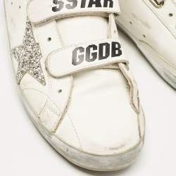 Golden Goose White/Silver Leather and Glitter Old School Sneakers Size 39