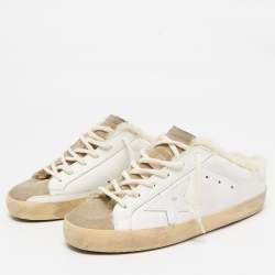 Golden Goose White Leather and Suede Superstar Sneaker Mules Size 37