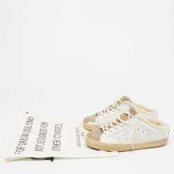 Golden Goose White Leather and Suede Superstar Sneaker Mules Size 37