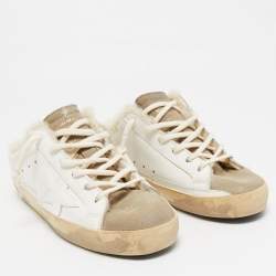 Golden Goose White Leather and Suede Superstar Sneaker Mules Size 37