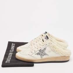 Golden Goose White Fur and Leather Superstar Sneaker Mules Size 37