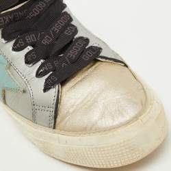 Pre Owned Golden Goose Metallic Leather Superstar Low Top Sneakers Size 38