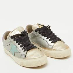 Pre Owned Golden Goose Metallic Leather Superstar Low Top Sneakers Size 38