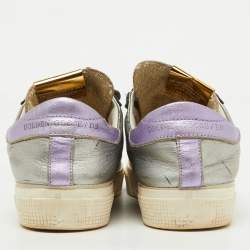 Pre Owned Golden Goose Metallic Leather Superstar Low Top Sneakers Size 38