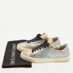 Pre Owned Golden Goose Metallic Leather Superstar Low Top Sneakers Size 38