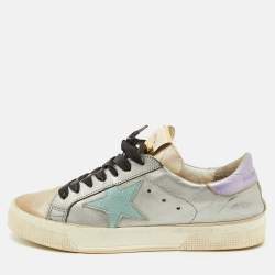 Pre Owned Golden Goose Metallic Leather Superstar Low Top Sneakers Size 38