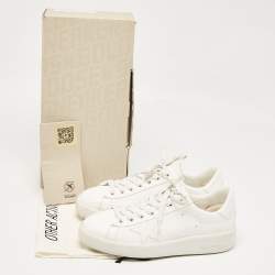 Pre Owned Golden Goose White Leather Super Star Lace Up Sneakers Size 40