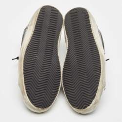 Pre Owned Golden Goose Black/White Leather Super Star Lace Up Sneakers Size 42