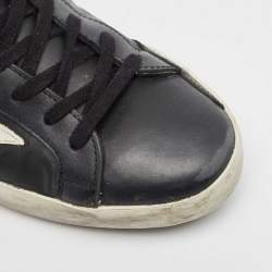 Pre Owned Golden Goose Black/White Leather Super Star Lace Up Sneakers Size 42