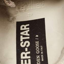 Pre Owned Golden Goose White/Grey Glitter and Leather Super Star Sneakers Size 39