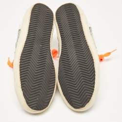 Pre Owned Golden Goose White/Grey Glitter and Leather Super Star Sneakers Size 39