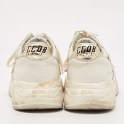 Golden Goose White/Grey Leather and Mesh Running Sole Low Top Sneakers Size 37