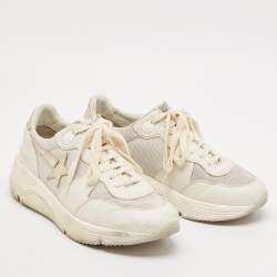 Golden Goose White/Grey Leather and Mesh Running Sole Low Top Sneakers Size 37