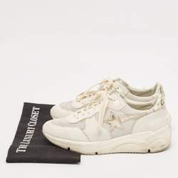 Golden Goose White/Grey Leather and Mesh Running Sole Low Top Sneakers Size 37