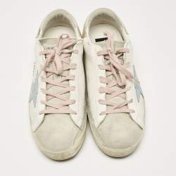 Pre Owned Golden Goose Multicolor Leather and Suede Superstar Low Top Sneakers Size 39