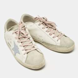Pre Owned Golden Goose Multicolor Leather and Suede Superstar Low Top Sneakers Size 39